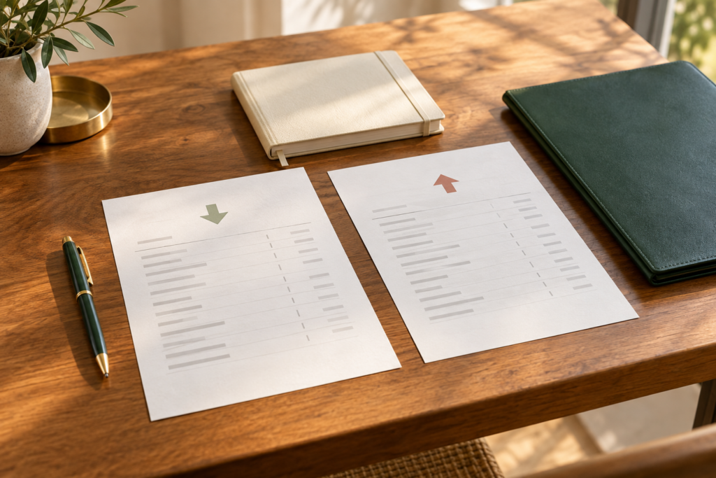 Documentos sin datos legibles preparados para reconstruir ingresos y gastos de una cuenta embargada.