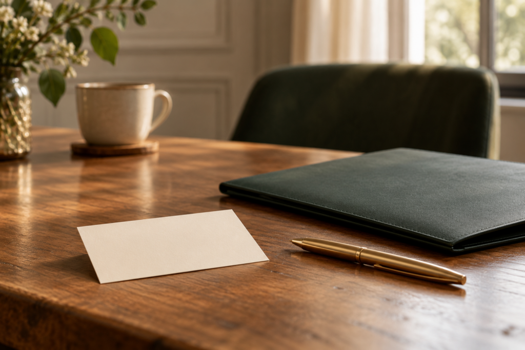 Mesa de trabajo preparada para una primera valoración jurídica de deudas sin documentación personal visible.