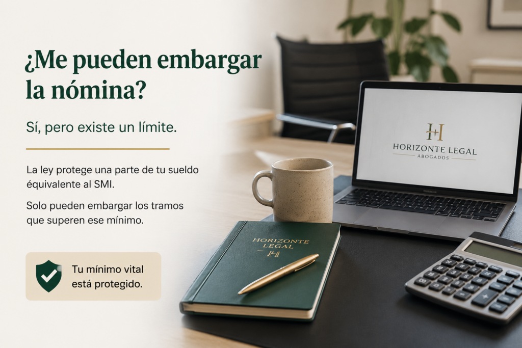 documentos de nómina, calculadora y portátil en un despacho jurídico para explicar cuánto pueden embargar del salario