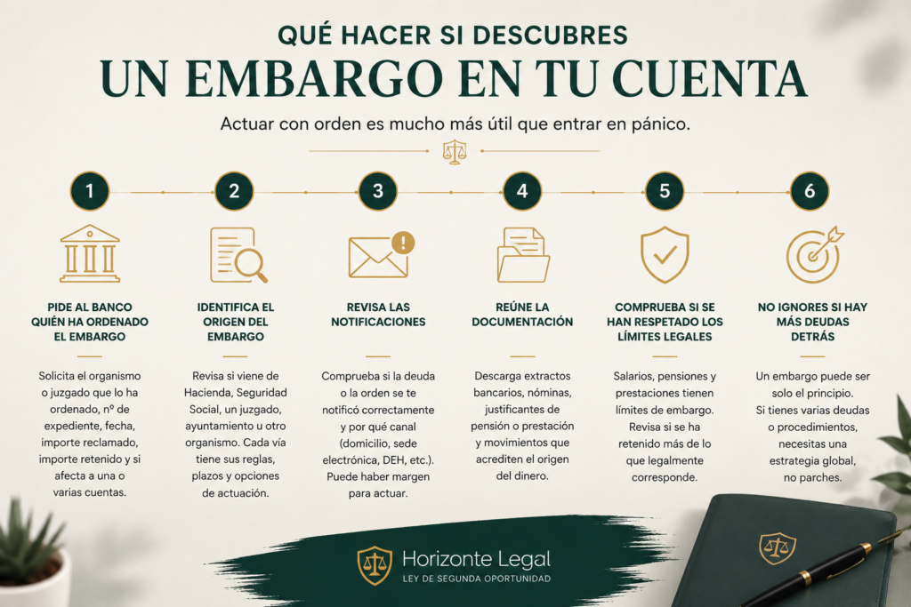 Pasos para actuar si descubres un embargo en tu cuenta bancaria
