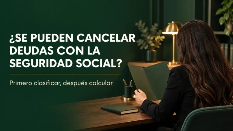 Gina Díaz revisa un expediente de deuda con la Seguridad Social antes de calcular la posible exoneración.