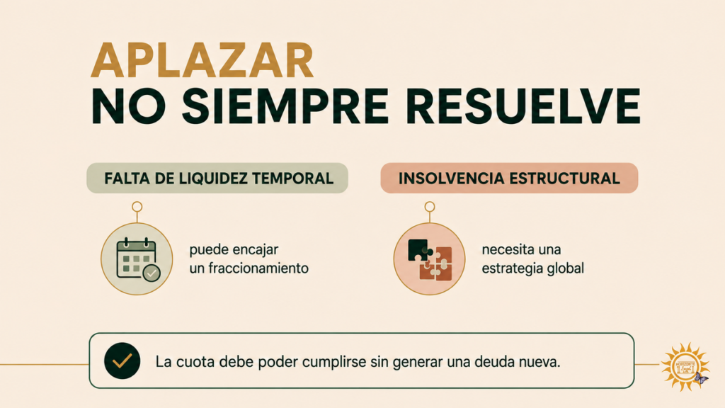Diferencia entre falta de liquidez temporal e insolvencia al pedir un aplazamiento a Hacienda.