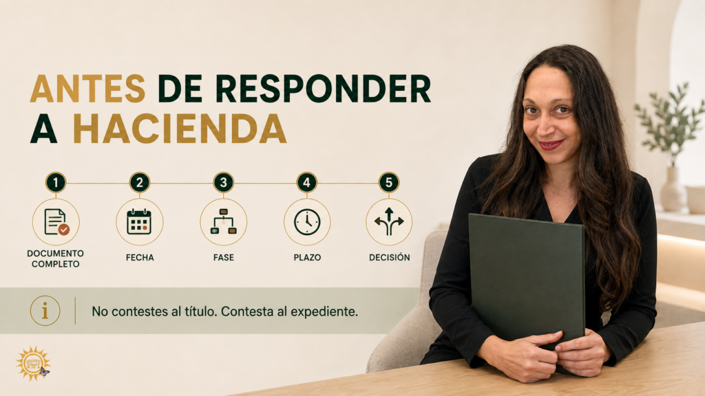 Pasos para revisar una notificación de Hacienda antes de responder.