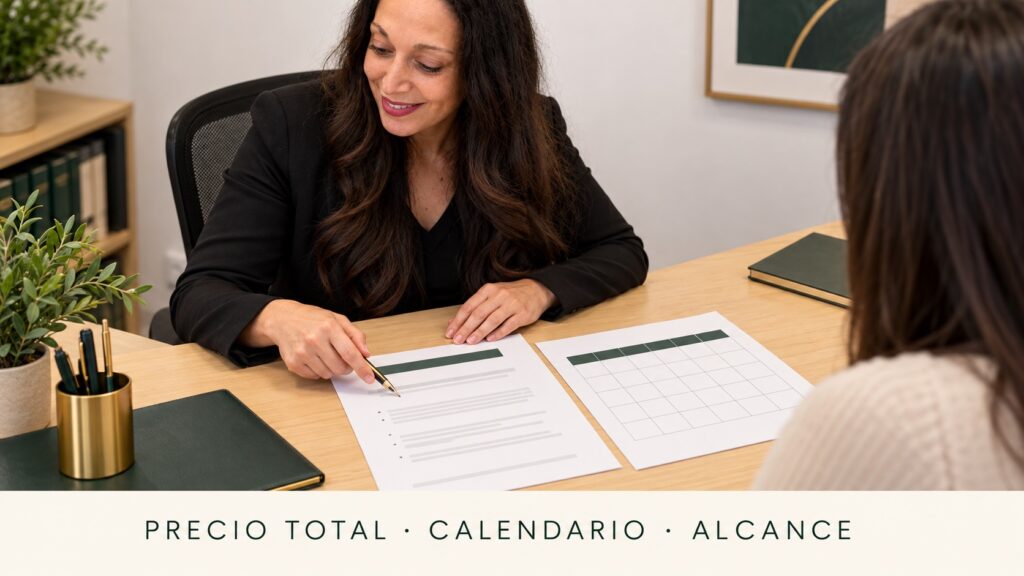 revisión del precio total, calendario de cuotas y alcance de un encargo de Segunda Oportunidad.
